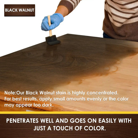 Black Walnut Wood Stain delivers killer coverage with just one coat applied to wood using a foam brush.