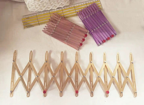 Aluminum Expanding Sewing Gauge Five In One Button Spacing Tool With Sliding Gauge Measuring Set Gold Finish For Fast Pro Button Placement Pleats Hooks And Dress Details, expanded gold