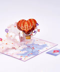 Heart Hot Air Balloon 3D Pop Up Card With Dreamy Sky Scene Gift For Valentines Day Birthday Mothers Day Anniversary Thinking Of You Includes Envelope And Message Note 5x7 Card