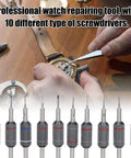 Precision Screwdriver Set For Electronics Repair With High Torque 10 Piece Professional Tool Kit in use for watch repair