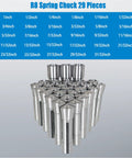 R8 Collet Set 31/32 to 1 Inch Fits R8 Mill Spindle Taper Bore With 0.0006 TIR 29 Pack of steel collets displayed