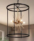 Dope Black And Gold Sputnik Chandelier Pendant Light Four Light Fixture Mid Century Modern Style Statement Lantern Cage Ceiling Light