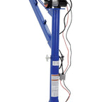 Supercharged 12V DC Powered Jib Crane With Rock Solid Steel Frame And 1500 Lb Capacity showcasing a blue steel hoist with 66 inch outreach and hook.