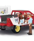 Farm Vet Playset With 29 Piece Veterinarian Figures Truck Cow Figurine And Accessories Kid Friendly 3 Plus Realistic Vet Hospital Role Play On The Farm For Fun showing vet loading cow into truck