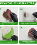 Step-by-step guide using 12-Inch By 12-Inch Drywall Repair Kit With 4 Big Patches, Heavy-Duty Aluminum Self-Adhesive Mesh to fix holes.