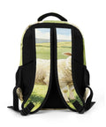 Back view of Watercolor Meadow Sheep Printed Backpack For Everyday Use Unisex Large Capacity Daypack Durable Polyester