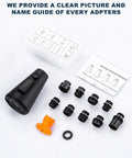 Heavy Duty Pull Down Kitchen Faucet Head Replacement Delivering Crisp Stream And Powerful Spray Nozzle With Nine Universal Adapter Kits For Moen Delta Kohler American Standard Matte Black Setup Zero Fuss Cleanup with adapter guide.
