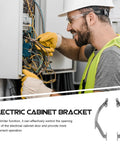 Technician working with adjustable support rod hinges for electrical cabinet doors with limiter function carbon steel silver.