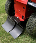 Rear view of Universal Lawn Striper Kit for mowers zero turns, attached and adjustable, with powder coated finish.