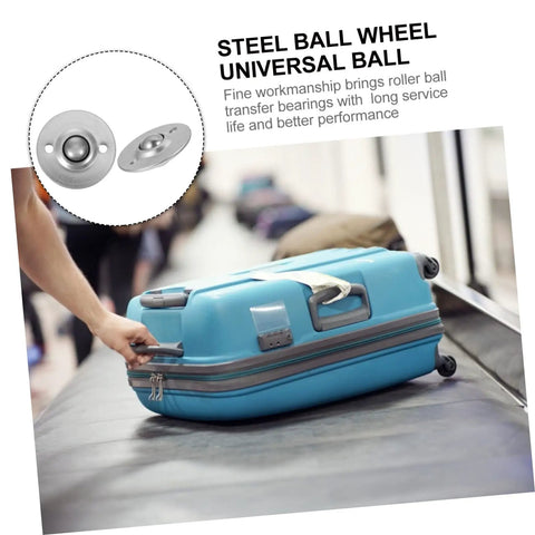 3 Sets Premium Silver Caster Wheels With Heavy Duty Roller Ball Bearings Slick Rolling Action For Office Chairs 360 Tight Swivel Multi Surface Replacement Upgrade on a blue suitcase.
