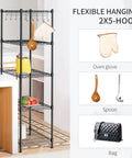 Beefy Five Shelf Heavy Duty Metal Storage Rack With Adjustable Wire Shelves, Leveling Feet And Handy Hooks for kitchen use