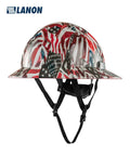 Full Brim Hard Hat With Premium American Flag Design OSHA Approved Type I Top Impact Class C FRP Safety Helmet