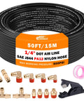Brass DOT Air Fittings Kit With Fifty Feet One Quarter Inch Air Line, connectors, cutter, and tape for trucks and trailers.