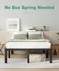 Queen Size Metal Platform Bed Frame With Under Bed Storage Heavy Duty Steel Slat Support Rock Solid Stand in stylish bedroom setting.