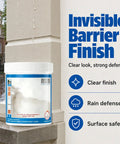 Heavy Duty Multi Surface Waterproof Sealant Spray To Nail Leaks On Roofs Walls Or Tiles Clear Protective Coating on a wall.