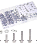M6 Flange Hex Bolts Assortment Kit 180 Pieces Carbon Steel Metric Flange Head Fasteners With Nuts 12mm To 45mm Lengths