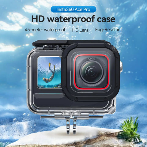 Insta360 Ace Pro Waterproof Dive Case With Bracket Screw 45m 148ft Deep Underwater Housing for action cameras in water.