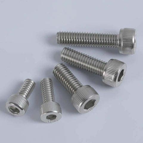 M3 X 6mm Socket Head Cap Screws, 304 Stainless Steel Fasteners, 200 Pack For Grease Monkey Bike Mods, Pc Builds And Shop Grade Diy Projects With Lock Tight Hex Grip displayed in various sizes and angles on a gray background.
