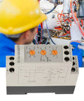 Voltage Monitoring Relay With Adjustable Over And Under Voltage Protection Delay Timer 35mm DIN Rail Mount DC 24V in use
