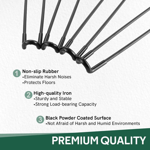 Built Tough 16.5 Inch Folding Hairpin Legs Four Pack heavy duty iron legs with non-slip rubber and black powder coating.