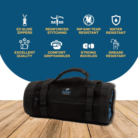 Titan23-XL Tool Roll And Organizer For Electricians, HVAC Techs, Plumbers, Carpenters And Auto Mechanics with features