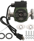 Top Shelf Heavy Duty 1/8 HP Circulator Pump with stainless steel body, 115V motor, accessories for radiant heating system.
