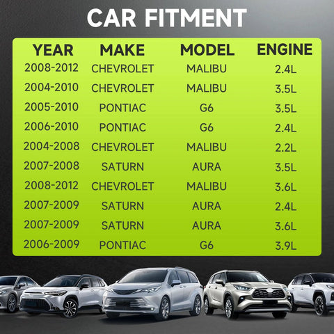 Car fitment chart for Rear Wheel Bearing Hub Assembly 5 Lug With ABS Direct Fit Replacement For Chevrolet Malibu G6 Cobalt HHR And More