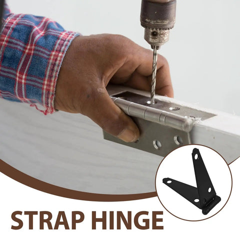 Installing Heavy Duty Black Galvanized Iron Strap Hinges For Barn Doors And Fence Gates With Screws Outdoor Use Rugged Hardware