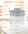 Massive 4L Electric Salad Spinner With Wireless Usb Charging Heavy Duty Veggie Dryer And Roomy Lettuce Bowl parts diagram detailing components.