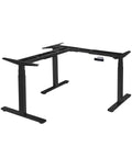 Vwine Vj301 L Shaped Electric Height Adjustable Standing Corner Desk Frame With Triple Motor Steel Base In Black