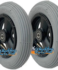 Top Shelf Pair Of 6 X 1 1/4 Inch Wheelchair Caster Wheels With Pneumatic Tires And 5/16 Bearings, featuring a hollow spoke design.