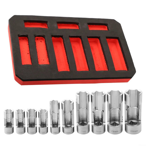 Diesel Fuel Line Wrench Set Nine Piece Pro Grade 10 To 22mm For Quarter Inch Three Eighths Inch And Half Inch Drives