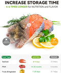 Comparison of food freshness with AENTGIU vs normal preservation methods, featuring salmon, lemon, parsley garnish.