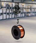 Heavy Duty Electric Hoist With 1102 Lb Capacity and Wired Remote Control Lift for Garage Shop or Factory Jobs, lifting copper wire spool.