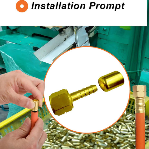 Brass torch hose repair kit, 24 pcs for 1/4 in ID hoses, includes fittings, ferrules, nuts and nipples