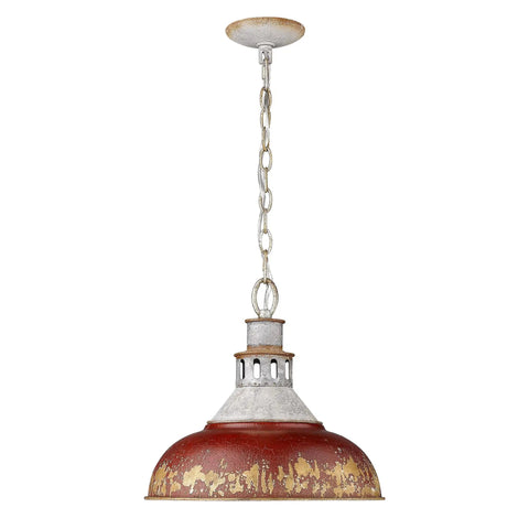 Kinsley Pendant Light In Aged Galvanized Steel, Rustic Farmhouse Ceiling Fixture With Vintage Charm And Industrial Vibe