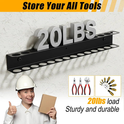 2 Pack Screwdriver Organizer Wall Mount Set With 28 Tool Capacity 14 Top And Bottom Holes Per Holder Metal Pliers Organizer displayed