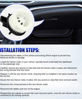 View of installation steps for Heater Blower Motor With Fan That Fits Dodge Grand Caravan Jeep Grand Cherokee Chrysler Town And Country Durango 2008 2009 2010 2011 2012 2013 2014 2015 2016 2017 2018 2019 2020 Replacement HVAC Fan Motor in a car dashboard context with visual instructions.