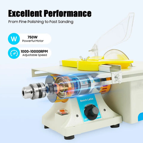 Heavy Duty Mini Table Lapidary Saw For Precision Rock Cutting And Jewelry Polishing Featuring A Sick 750W Pure Copper Motor and adjustable speed