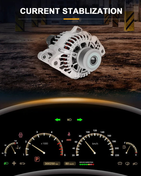 Alternator For Hyundai Sonata 2.4L 2010 2011 2012 2013 And Kia Optima 2.4L 2011 2013, 100 Amp 12 Volt Clockwise, 6-Groove Pulley