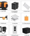 Green Laser Level Self Leveling Tool With 12 Line Lasers And 360 Degree Beams, accessories including bracket, remote and bag