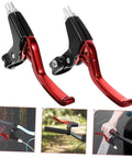 3 Pair Aluminum Alloy Bike Brake Levers Set Red for mountain and road bikes shown in detail with a closer look at installation.