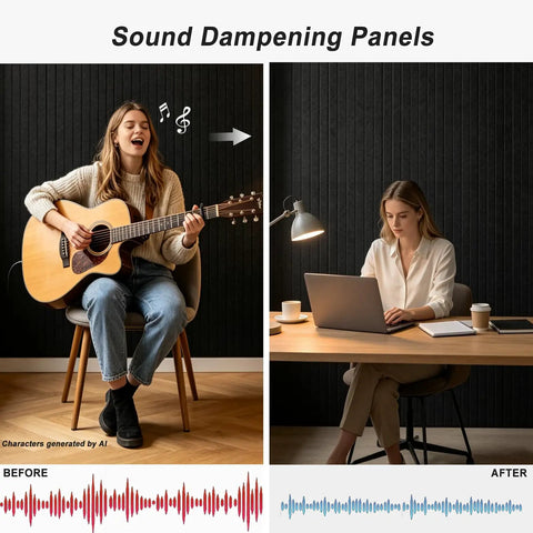 Top Shelf 10 Pack Sound Dampening Panels 48 X 24 Inch Black Acoustic Wall Tiles Heavy Duty Noise Eating Fiber for improved studio clarity.