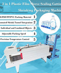 Automatic Heat Shrink Sleeve Sealing And Cutting Machine For PE POF PP PVC Films, 2 in 1 packaging machine with adjustable speed.
