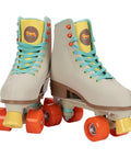 Cream Quad Roller Skates With Adjustable Size From Small To Large Velvet Liner For Cushioned Rides ABEC 5 Bearings Classic PP Hard Boot