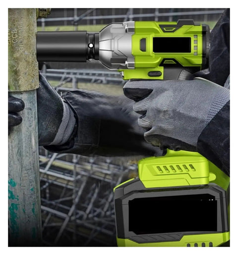 Gangsuqd Brushless Impact Wrench Cordless High Torque Electric Power Tool for Car Repair, shown in use on scaffolding