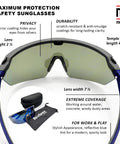 Badass Semi Frameless Safety Glasses With Ansi Z87 Certified features near a black case and cleaning cloth for tough jobs.