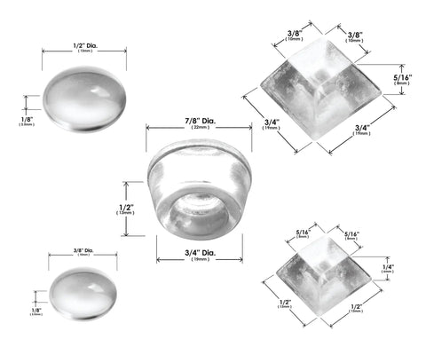 Heavy Duty Clear Silicone Bumper Pads With Sweet Sticky Backing And Quiet Dampening Rubber Feet For Furniture Drawers Kitchen Counters And Home Electronics No Sweat Setup Always, different sizes and shapes.