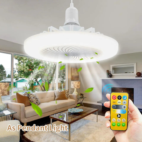 Plug In Ceiling Fan With Light 19.68Ft Long Cord Remote Control 110V E26 Socket 30W Small Ceiling Fan in living room