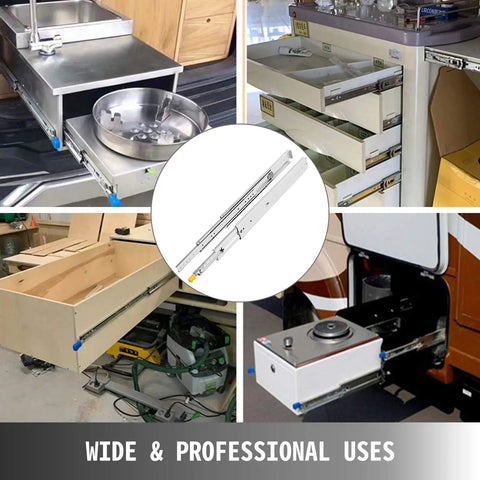 Heavy Duty 22 Inch Drawer Slides 500 lb Full Extension Side Mount Ball Bearing Rails with Dual Lock in various settings